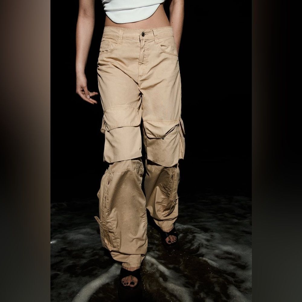 Zara Voluminous Pocketed Cargo Pants New - Picture 9 of 10